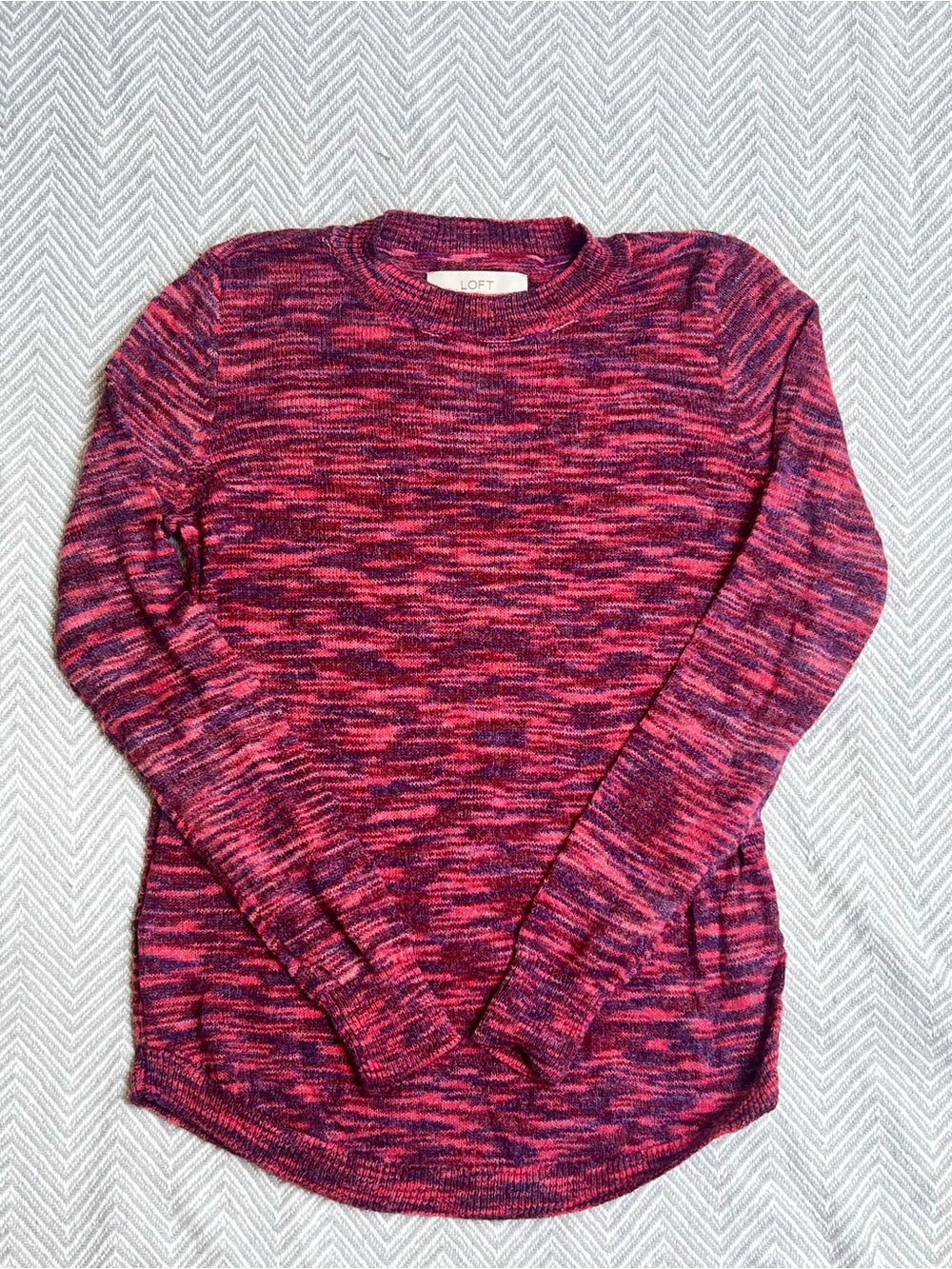 LOFT Marled Pink & Purple Crewneck Sweater